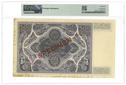 Nederland. 500 Gulden. Specimen. Type 1930. - PMG 55.