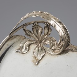 Presenteerschaal / cabaret Jugendstil, zilver.