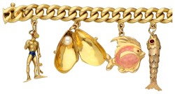 18K Geelgouden maritieme gourmet bedelarmband met tien bedels.