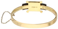 BWG geelgouden bangle armband bezet met opaal, diamant, robijn, zaadparel en blauwe email.