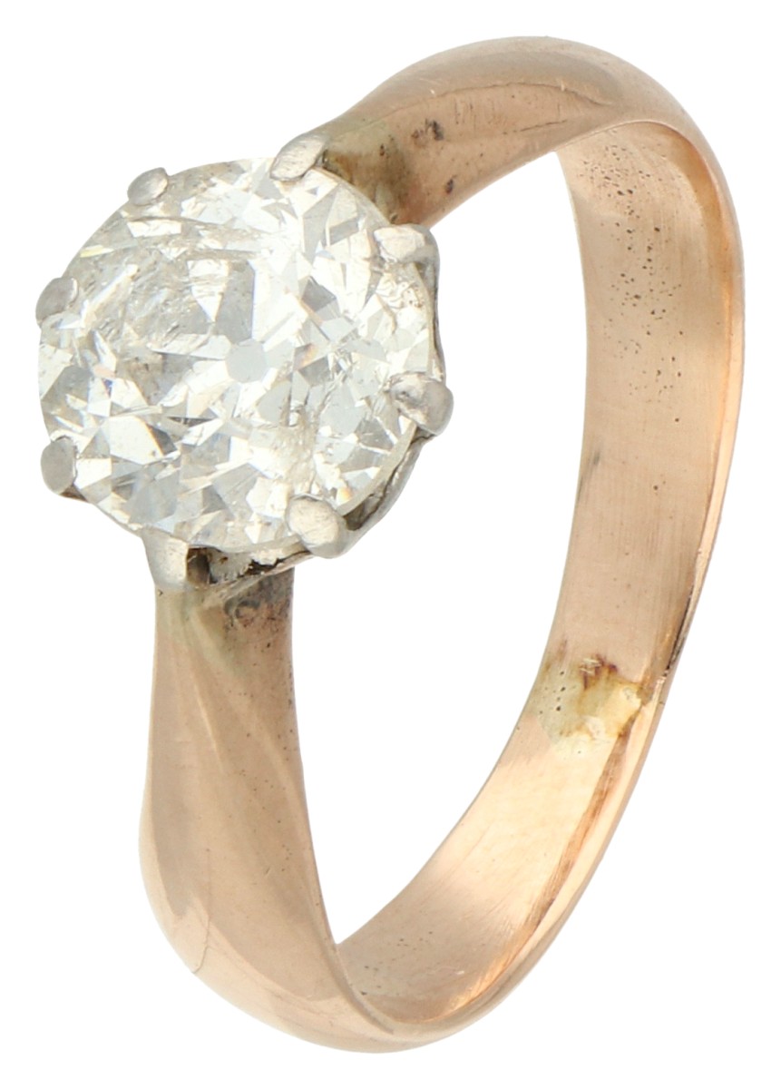 BWG roségouden solitair ring met Old European geslepen diamant van ca. 1.55 ct.