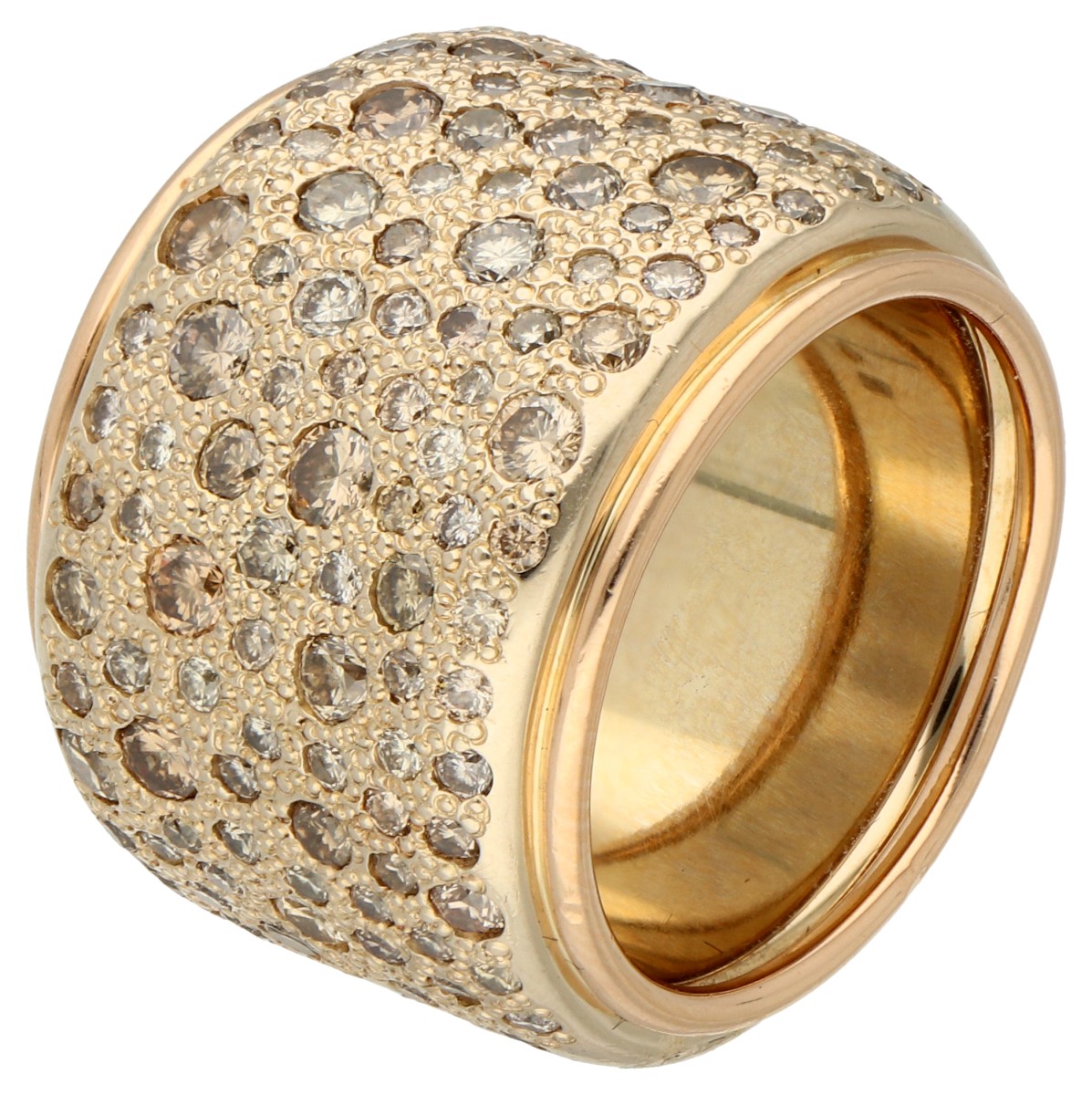 Pomellato 18K bicolour gouden 'Sabbia' band ring bezet met ca. 3.32 ct. diamant.