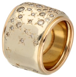 Pomellato 18K bicolour gouden 'Sabbia' band ring bezet met ca. 3.32 ct. diamant.