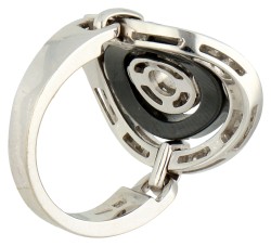 Bvlgari 18K witgouden / keramische 'Astrale' ring bezet met ca. 0.44 ct. diamant.