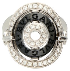 Bvlgari 18K witgouden / keramische 'Astrale' ring bezet met ca. 0.44 ct. diamant.