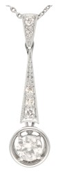 Platina collier met Art Deco-stijl hanger bezet met ca. 0.71 ct. diamant.