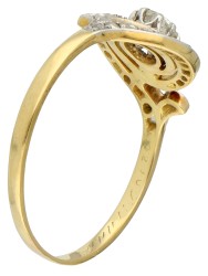 Gouden/platina tourbillon ring bezet met ca. 0.28 ct. diamant.