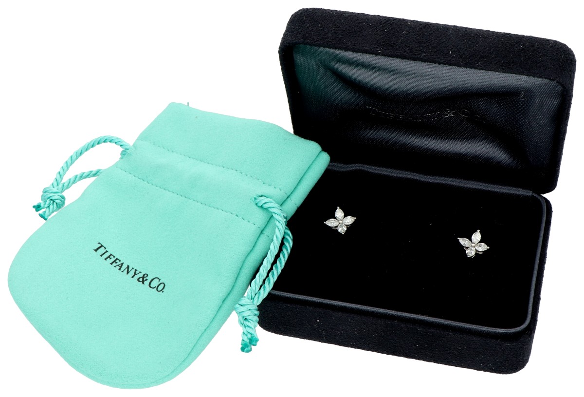 No Reserve - Tiffany & Co. platina 'Victoria' oorstekers bezet met 0.38 diamant.