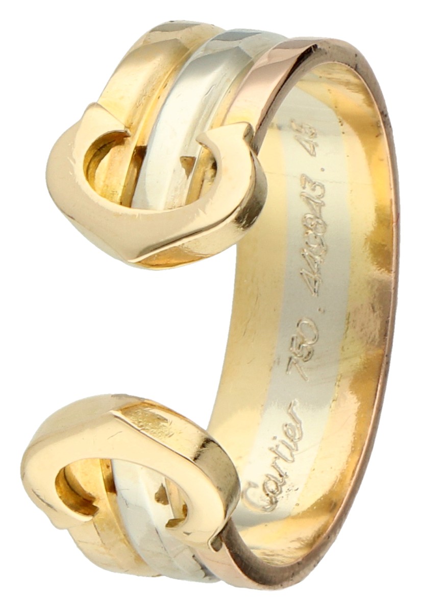 Cartier 'C de Cartier Trinity' 18K tricolour gouden ring.