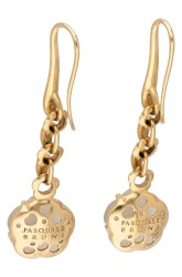 Pasquale Bruni 18K geelgouden oorhangers met cinquefoil rozekwarts en diamant.