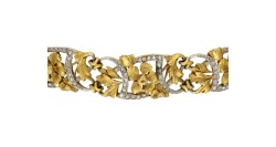 Franse antieke gouden/platina armband met roos geslepen diamant.