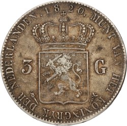 3 Gulden. Willem I. 1820 U. Zeer Fraai / Prachtig.