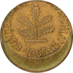 Germany. BRD. 10 Pfennig - Error strike, Offstrike. 1967.