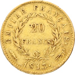 20 Francs. Napoleon. 1813 Vis. Zeer Fraai.