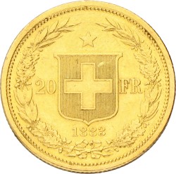 Switzerland. 20 Francs. 1883. XF -.