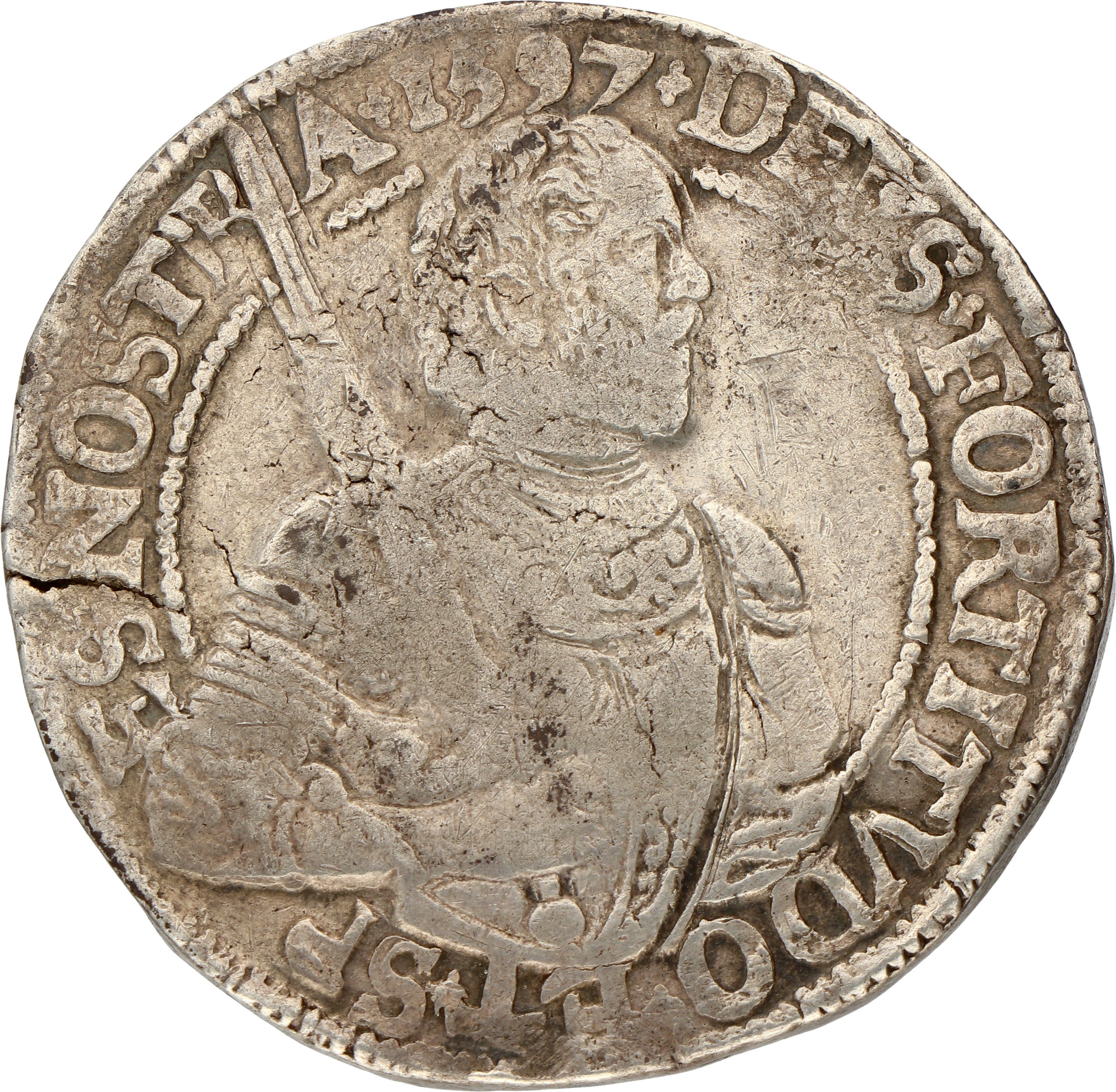 West-Friese of gehelmde rijksdaalder. West-Friesland. 1597. Zeer Fraai -.