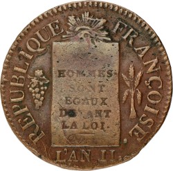 France. First republic. 1 Sol. 1793 BB. VF +.