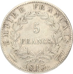 5 Francs. Napoleon. 1813 Vis. Zeer Fraai / Prachtig.