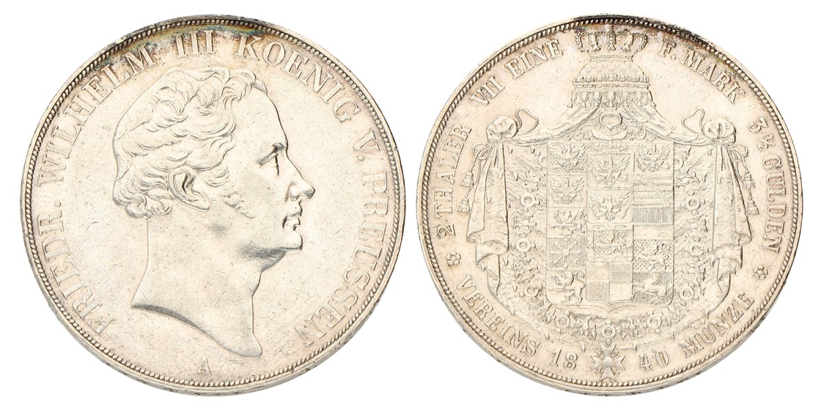 German states. Prussia. Friedrich Wilhelm III. 2 Thaler. 1840 A. VF +