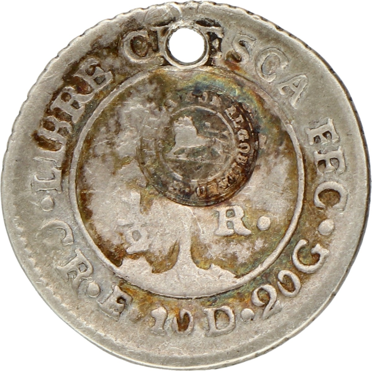 Costa Rica. ½ Real - Countermarked on a Central American Republic ½ real. 1851.