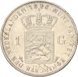 1 Gulden. Willem II. 1848. Prachtig +.