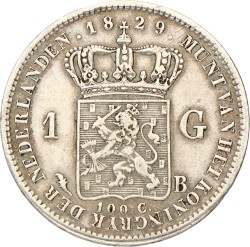 1 Gulden. Willem I. 1829 B. Zeer Fraai / Prachtig.