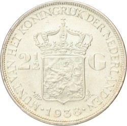 2½ Gulden. Wilhelmina. 1938 Grofhaar. Prachtig / UNC.