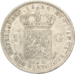 1 Gulden. Willem I. 1824 U. Zeer Fraai / Prachtig.