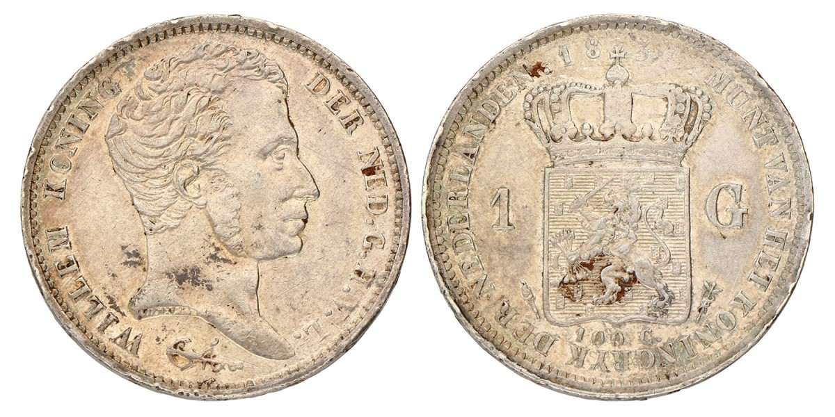 1 Gulden. Willem I. 1837 U. Zeer Fraai / Prachtig.
