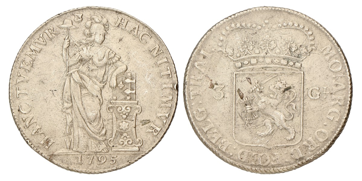 3 gulden- Generaliteits. Utrecht. 1795. Zeer Fraai.