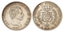 Italian states. Kingdom of Sardinia. Carlo Felice. 5 Lire. 1830 P. VF +.