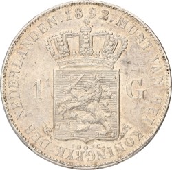 1 Gulden. Wilhelmina. 1892. Prachtig +.