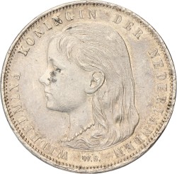 1 Gulden. Wilhelmina. 1892. Prachtig +.