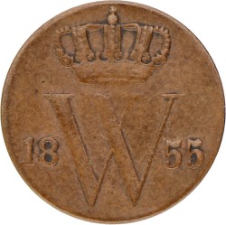 ½ Cent. Willem III. 1855. Zeer Fraai.