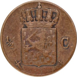 ½ Cent. Willem III. 1855. Zeer Fraai.