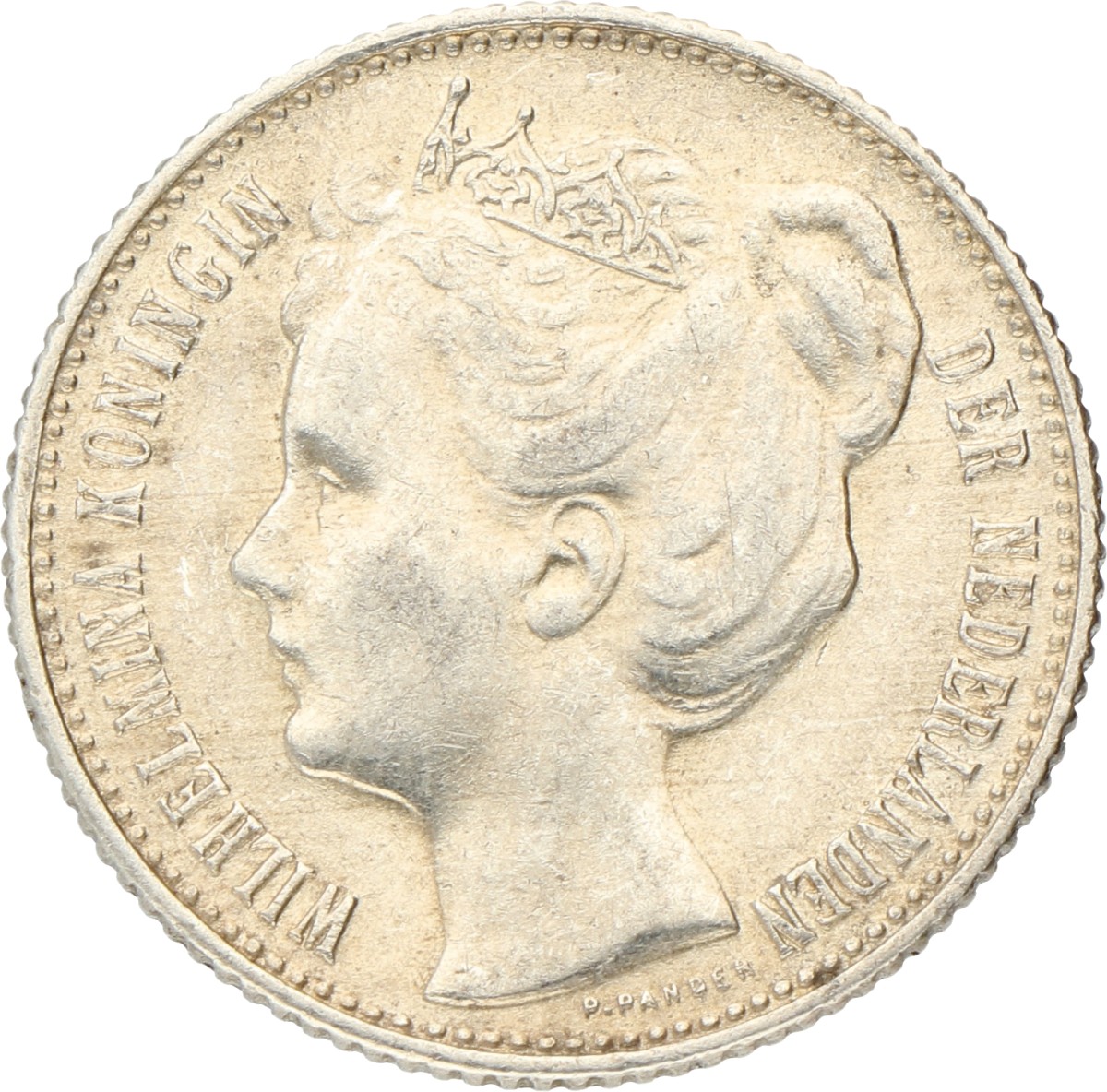 ½ Gulden. Wilhelmina. 1908. Zeer Fraai +.