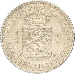 ½ Gulden. Wilhelmina. 1908. Zeer Fraai +.