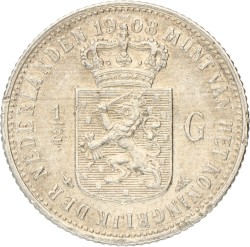 ½ Gulden. Wilhelmina. 1908. Zeer Fraai +.