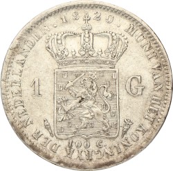 1 Gulden. Willem I. 1820 U. Zeer Fraai +.