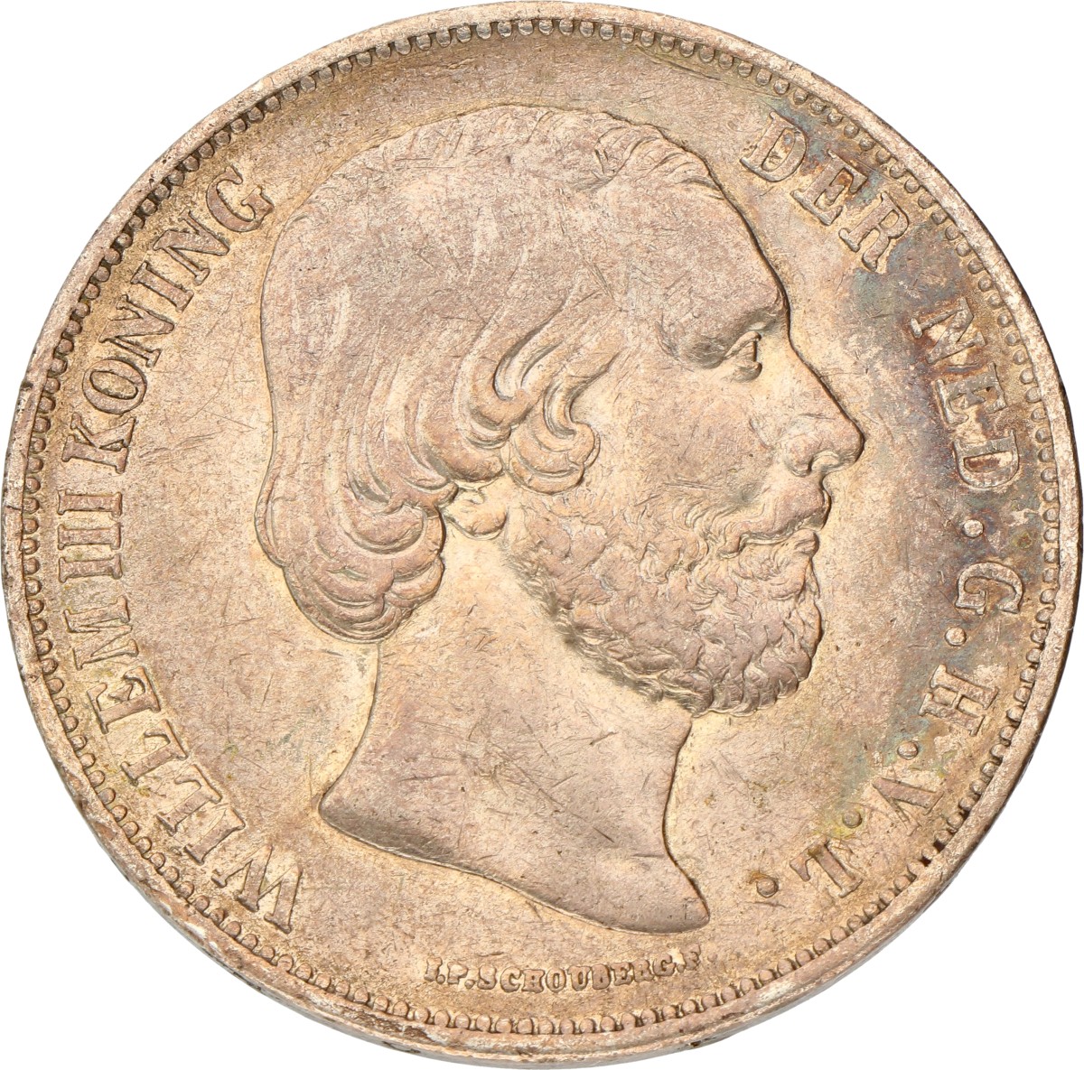 2½ Gulden. Willem III. 1865. Zeer Fraai +.