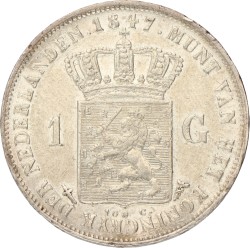 1 Gulden. Willem II. 1847. Prachtig -.