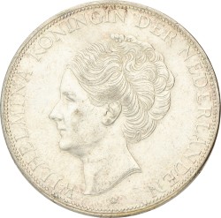 2½ Gulden. Wilhelmina. 1938 Grof Haar. Prachtig.