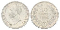 10 Cent. Willem II. 1849 Met punt. Prachtig / UNC.