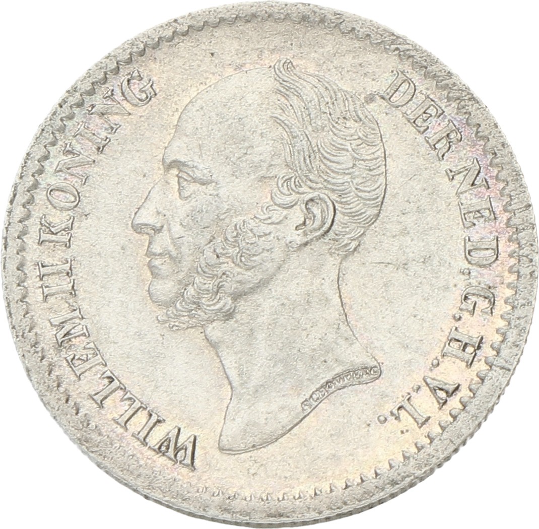 10 Cent. Willem II. 1849 Met punt. Prachtig / UNC.