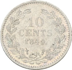 10 Cent. Willem II. 1849 Met punt. Prachtig / UNC.