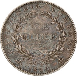 India. East India Company. Victoria. Rupee. 1840. VF / XF.