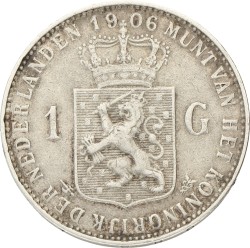 1 Gulden. Wilhelmina. 1906. Zeer Fraai +.