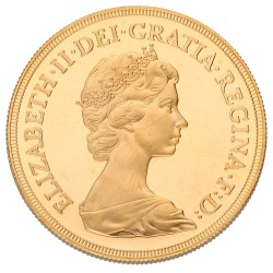 Great Britain. Elizabeth II. Proofset of 5 Pounds, 2 Pounds, Sovereign & ½ Sovereign. 1980. FDC.