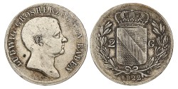 German states. Baden. Lüdwich I. 2 gulden. 1822. F / VF.