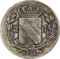 German states. Baden. Lüdwich I. 2 gulden. 1822. F / VF.